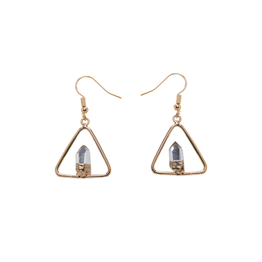 Metal Triangle Crystal Point Fixed Earring