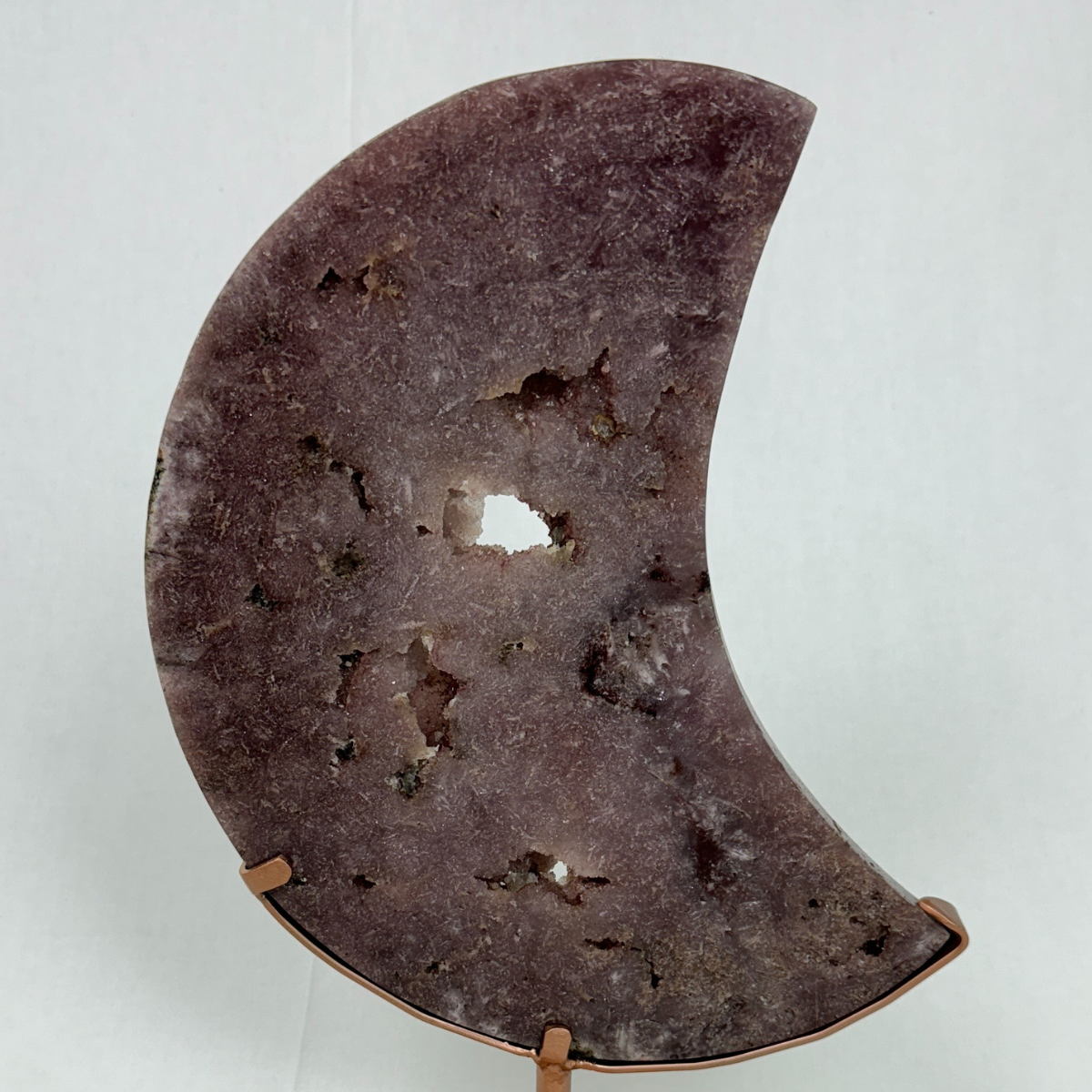 Pink Amethyst Moon on Metal Rose Stand (8440) - 2.6kg