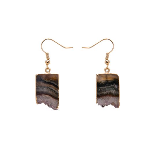 Amethyst Slice Square Earring