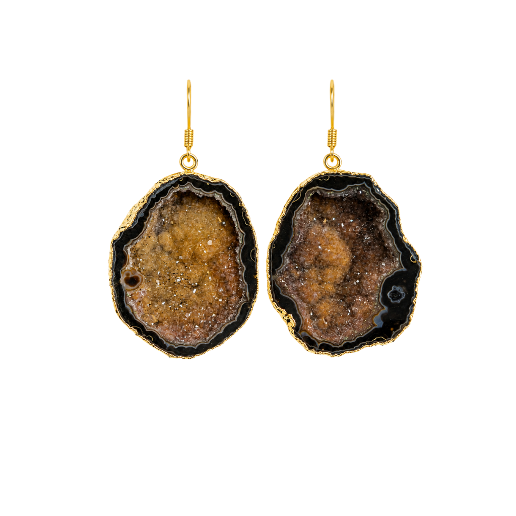 Agate Geode Plated Earring