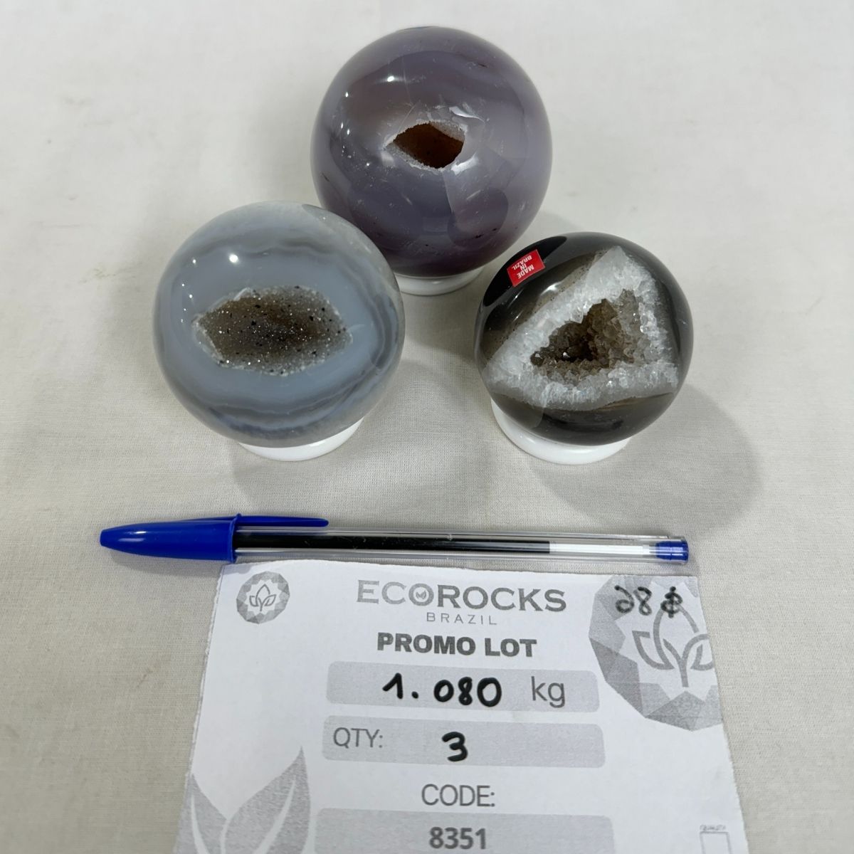 Agate Druzy Polished Spheres (8351) - 1.08kg
