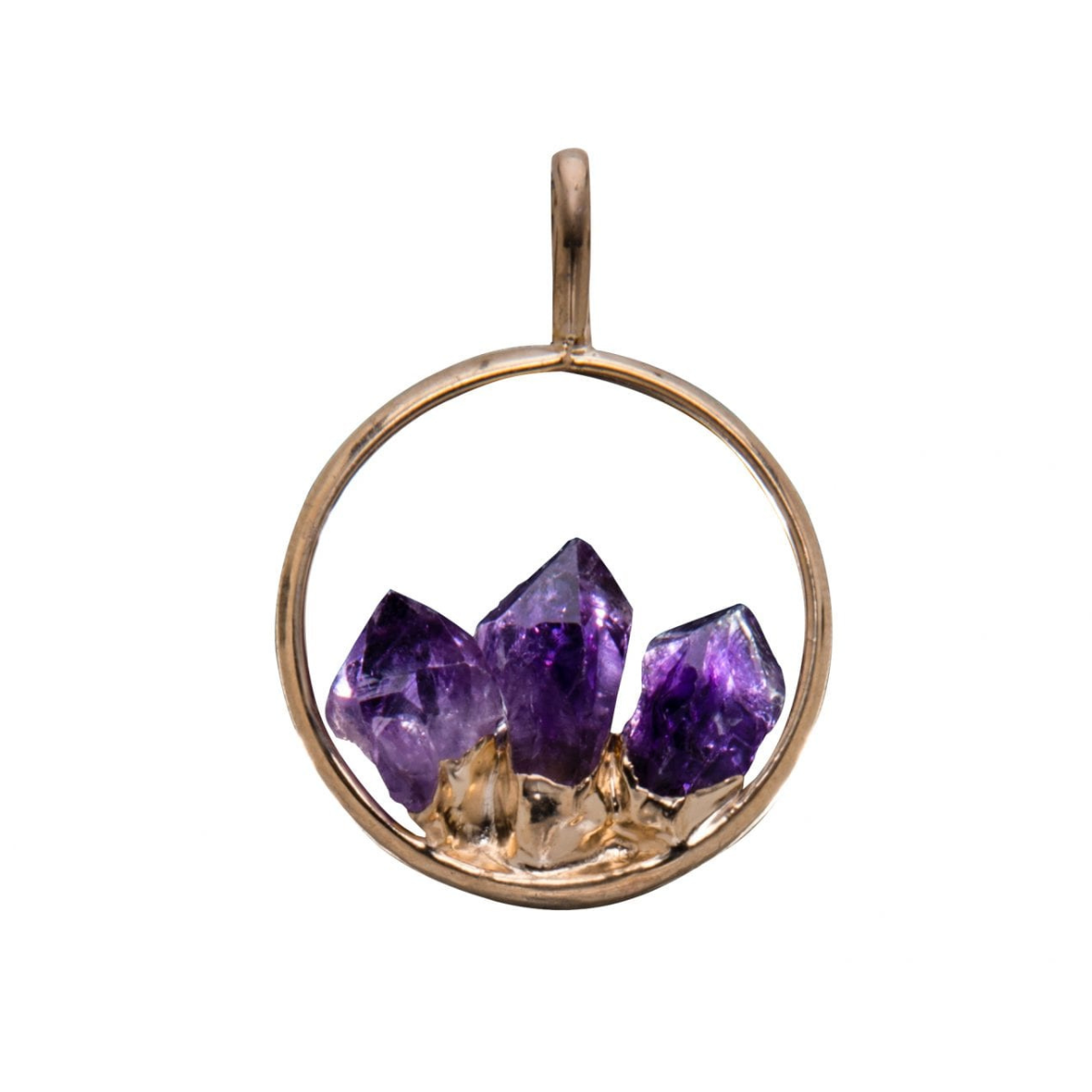 Amethyst Triple Metal Point Pendant