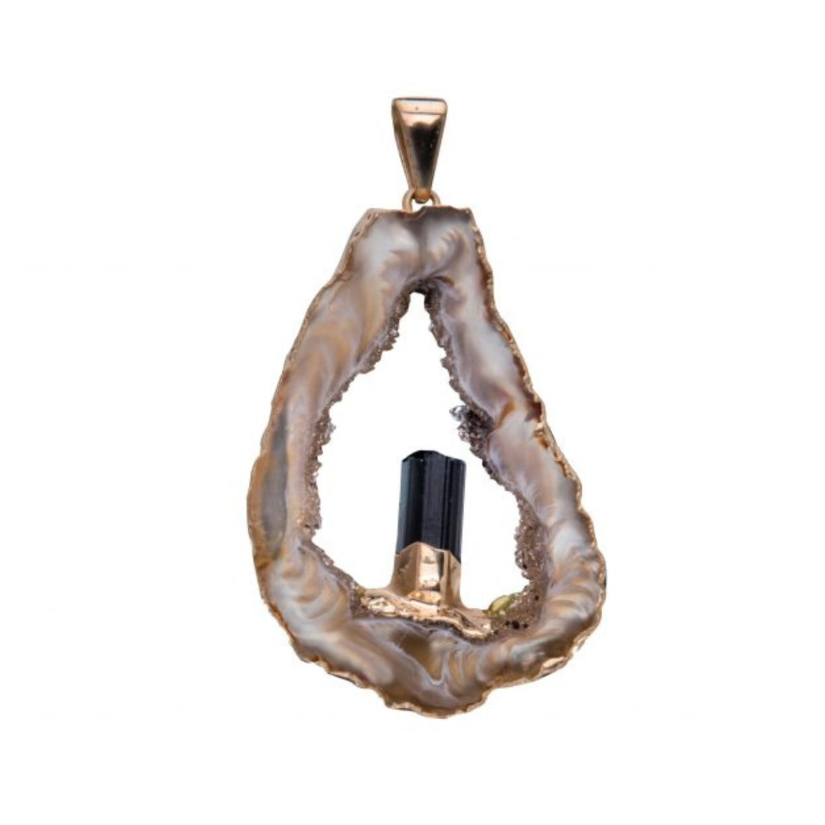 Agate Geode Slice Pendant with point (plated)