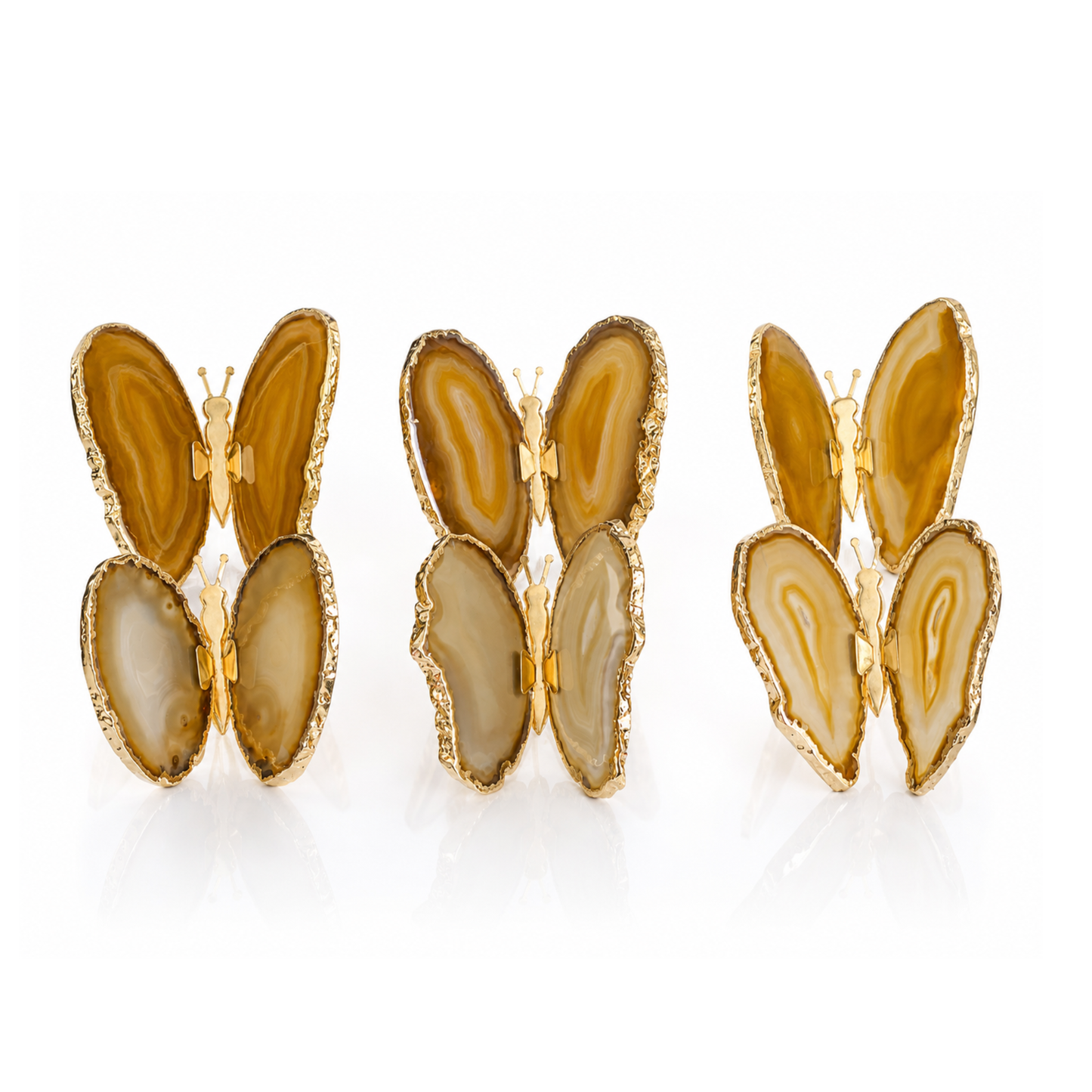 Natural Agate Butterfly Decor - Gold (by pc)