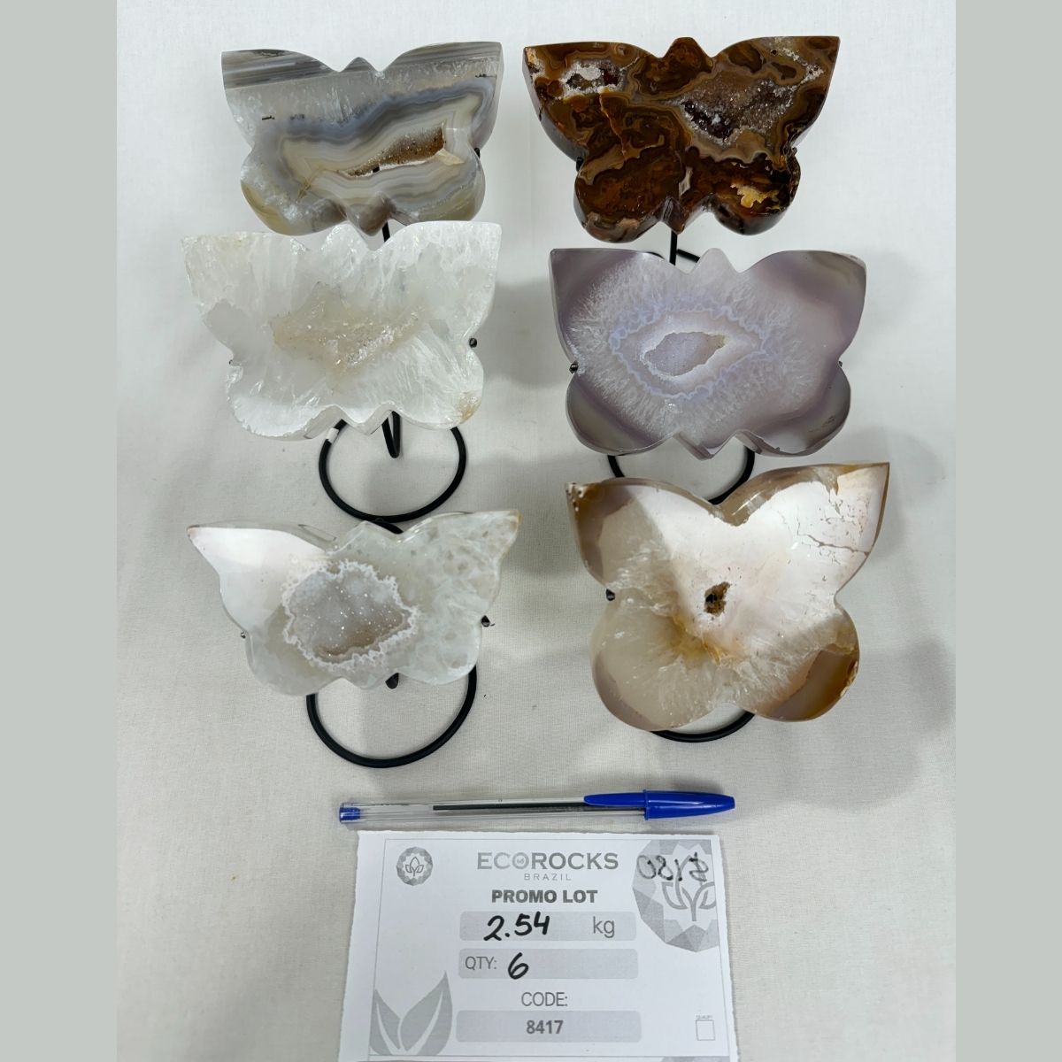 Agate Druzy Butterflies on Stands (8417) - 2.54kg