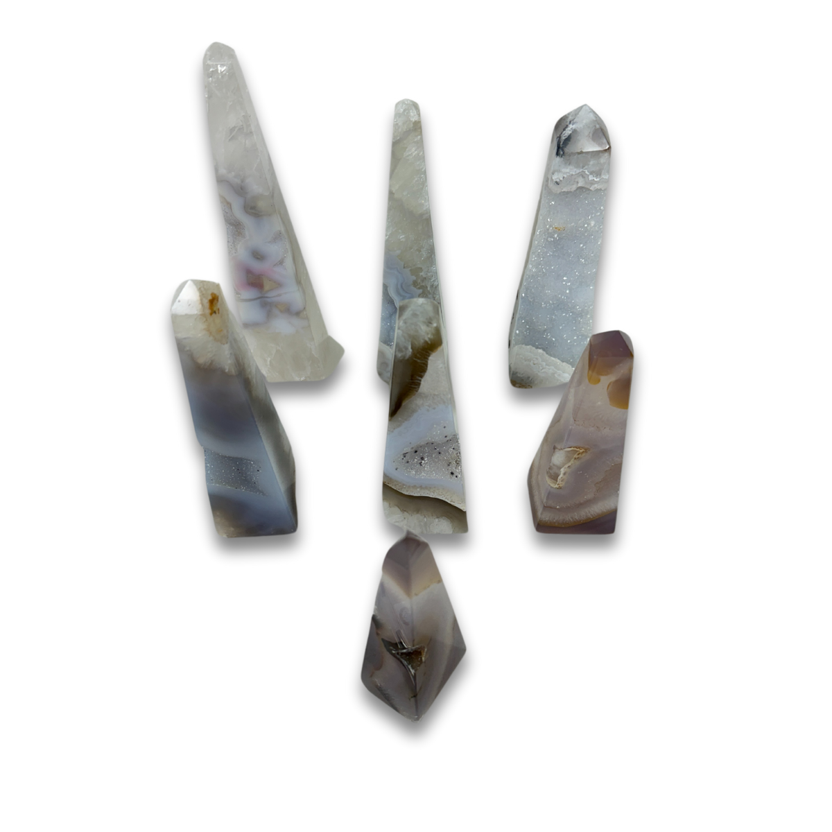 Agate Druzy Obelisks (8424) - 3.03kg