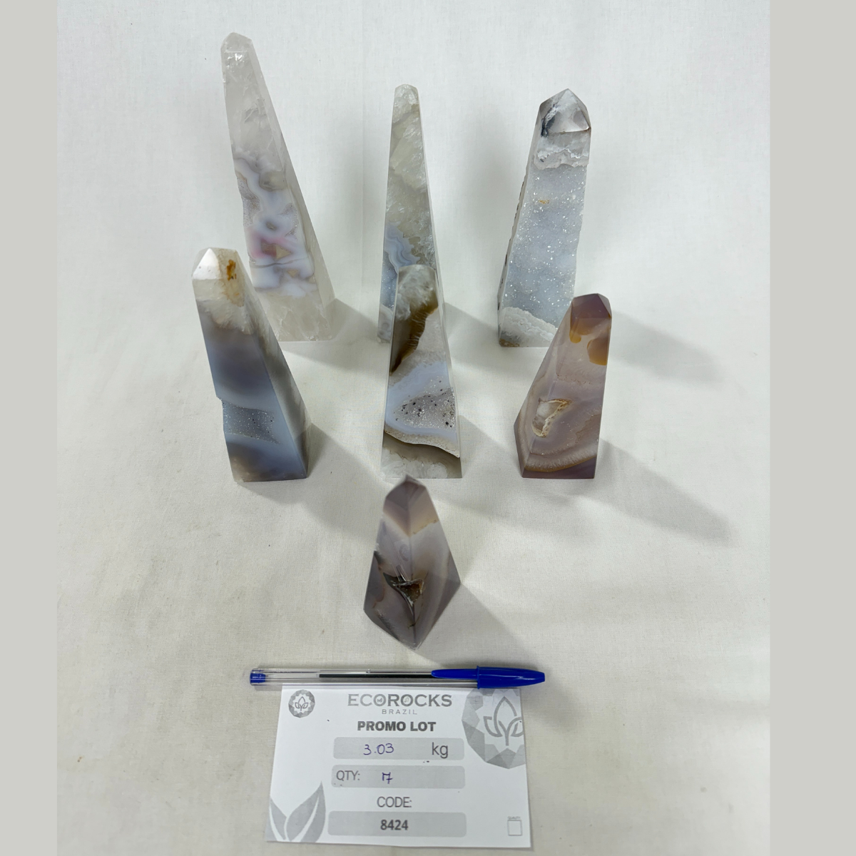 Agate Druzy Obelisks (8424) - 3.03kg