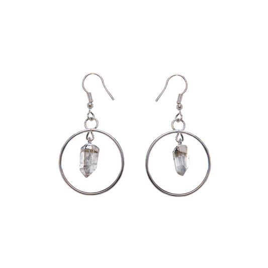 Metal Round Crystal Point Earring