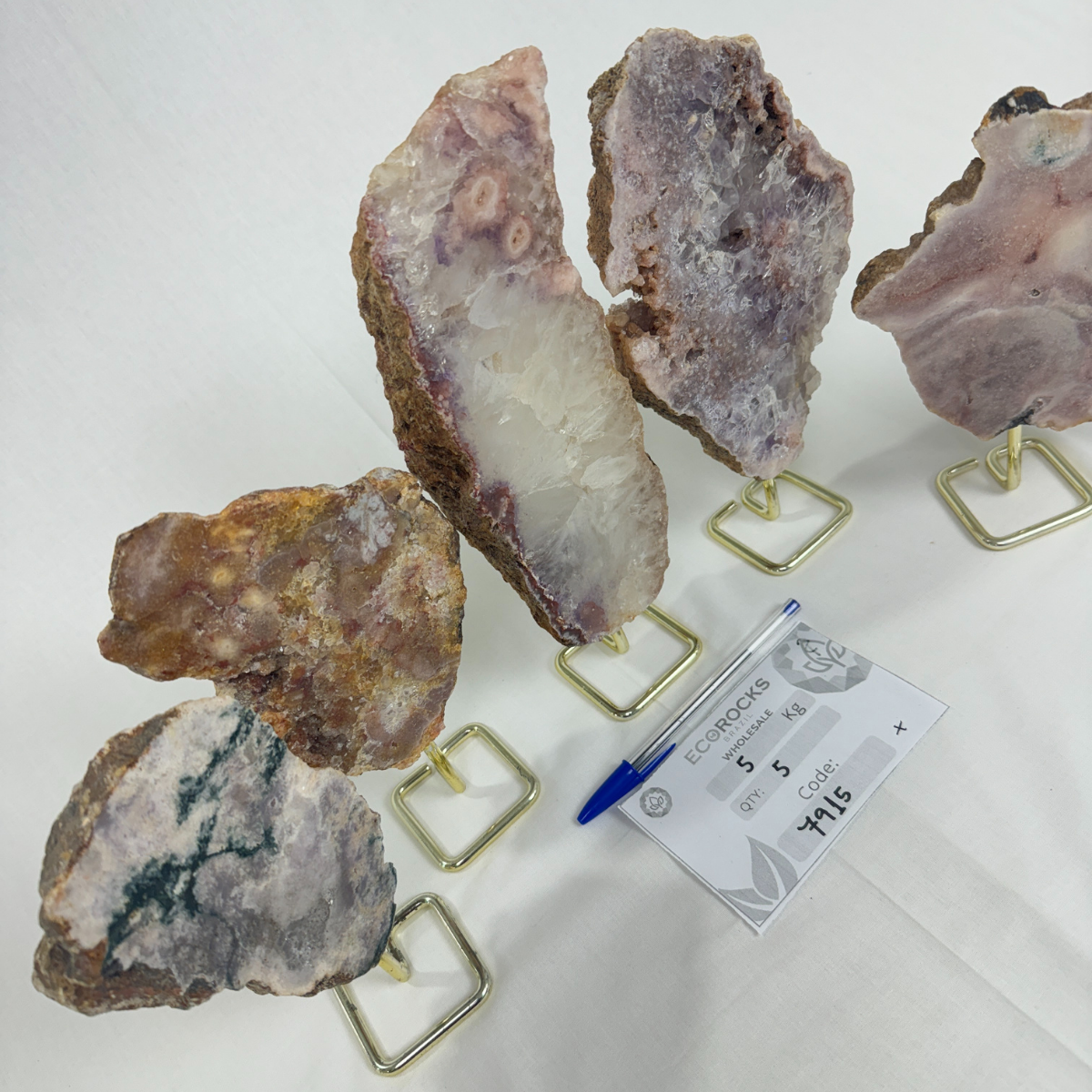Pink Amethyst Slabs on Golden Metal Base (7915) - 5kg