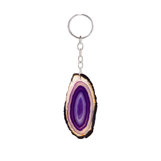 Agate Slice Plated Keychain