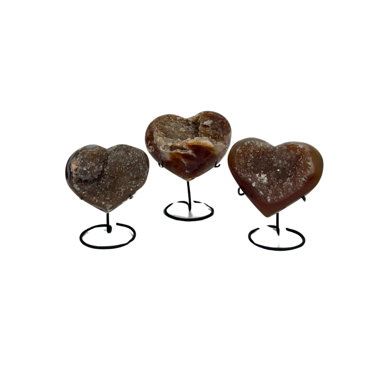 Agate Druzy Hearts on Stands (8609) - 2.91kg