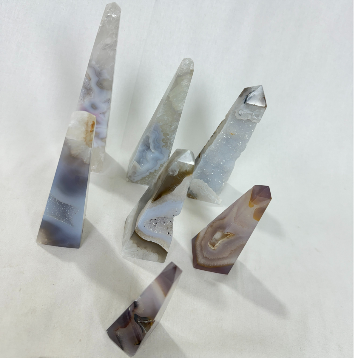 Agate Druzy Obelisks (8424) - 3.03kg