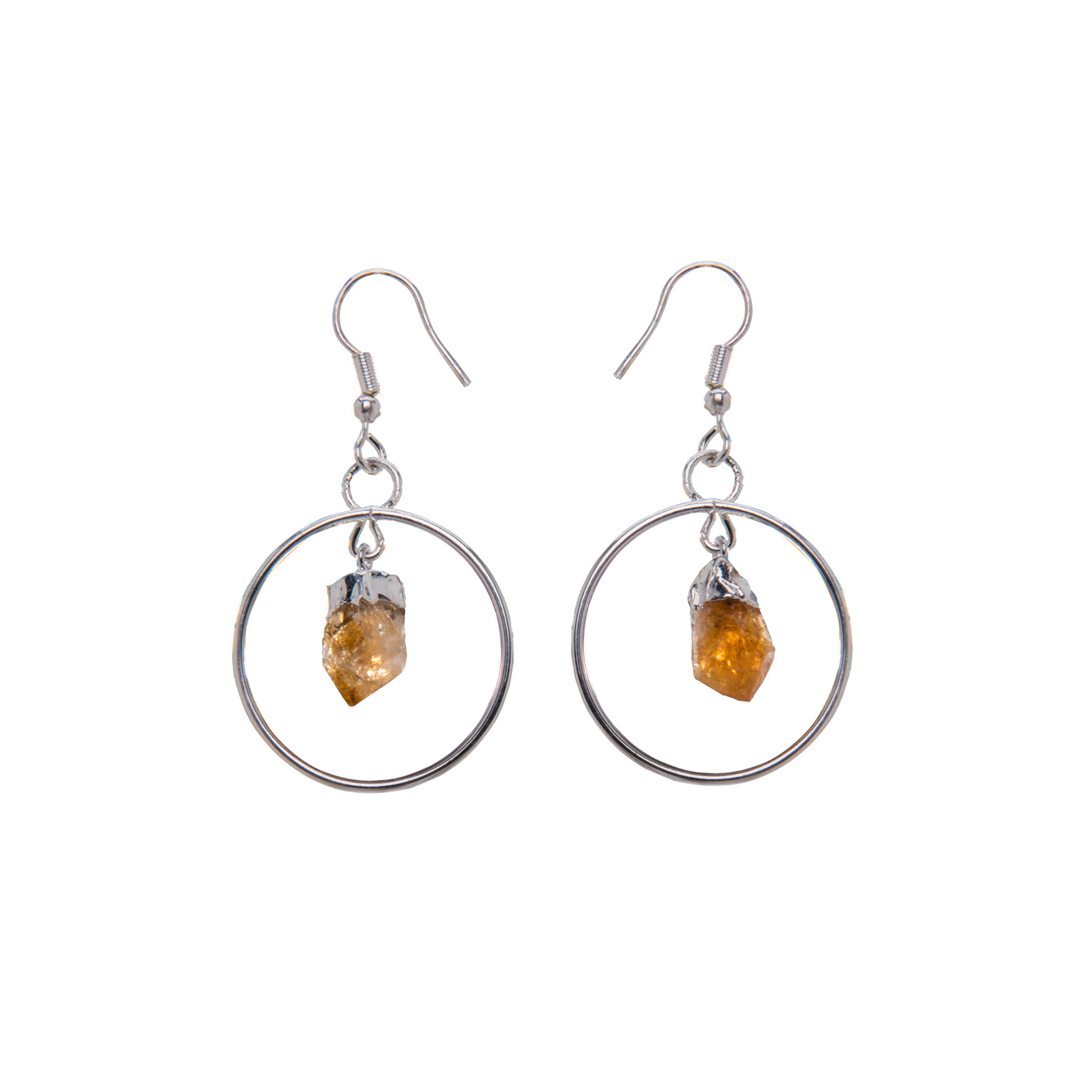 Metal Round Citrine Point Earring