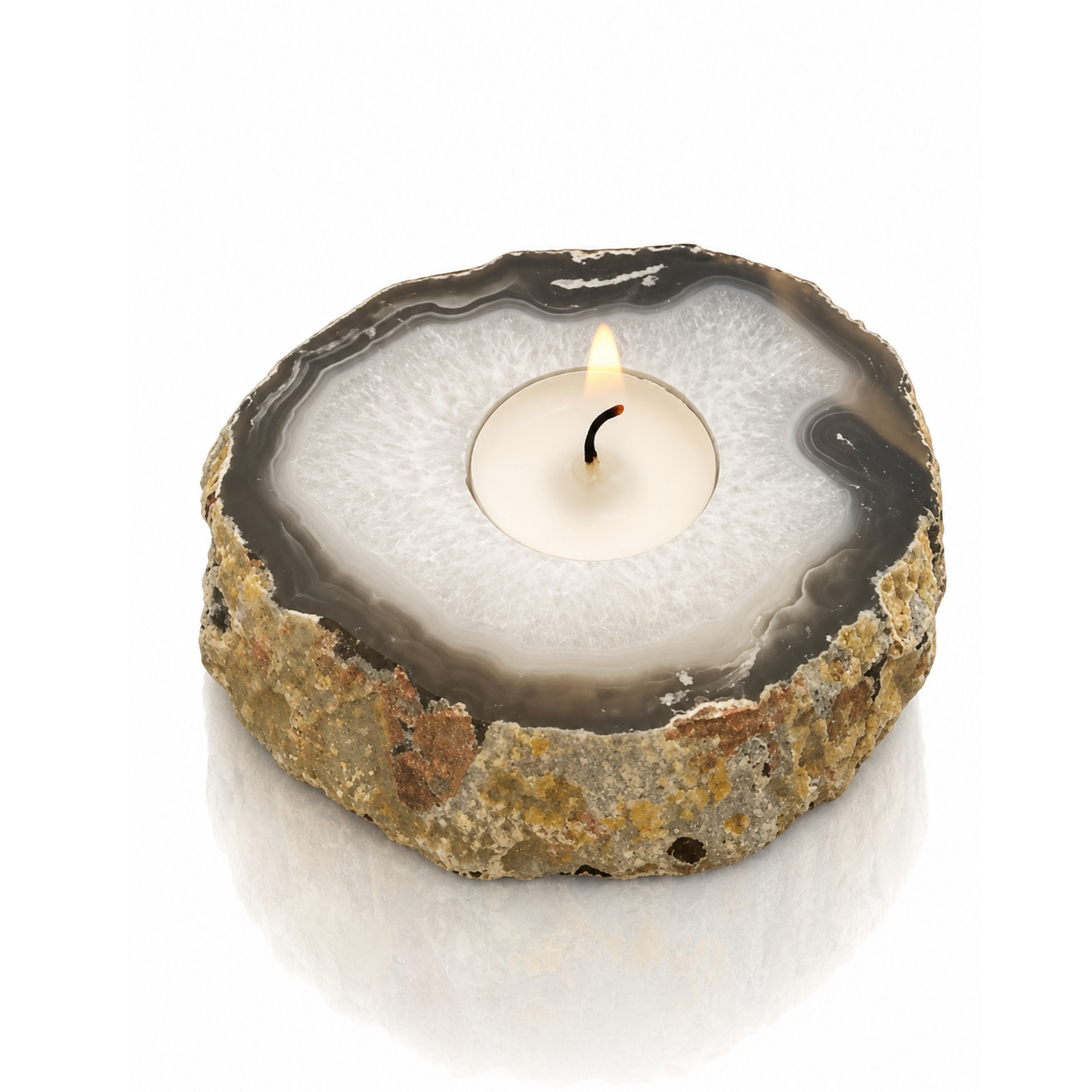 Natural Agate Slab Candle Holder (by pc)