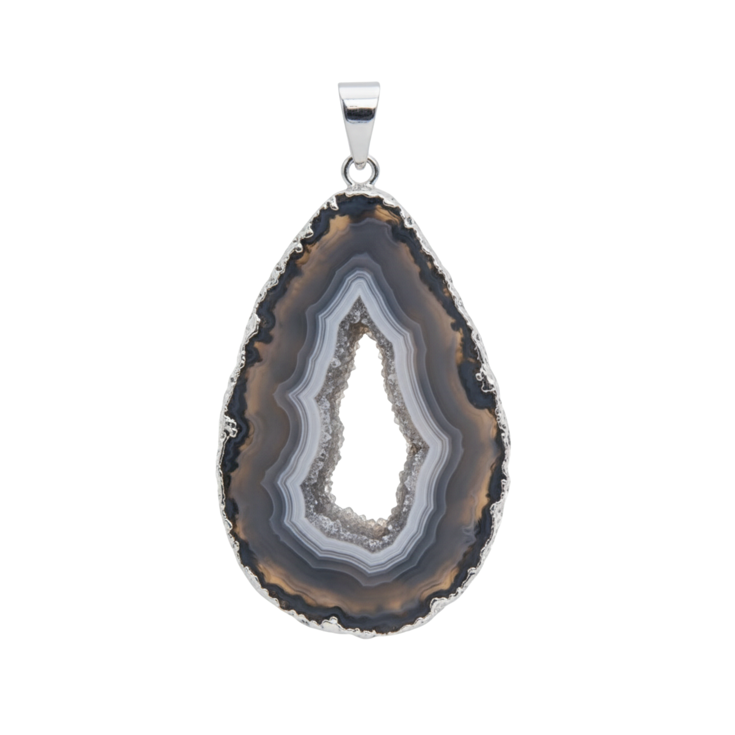 Agate Slice Geode Pendant (plated)