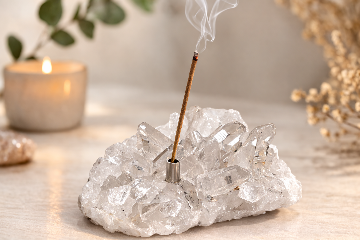 Clear Crystal Cluster Incense Holders