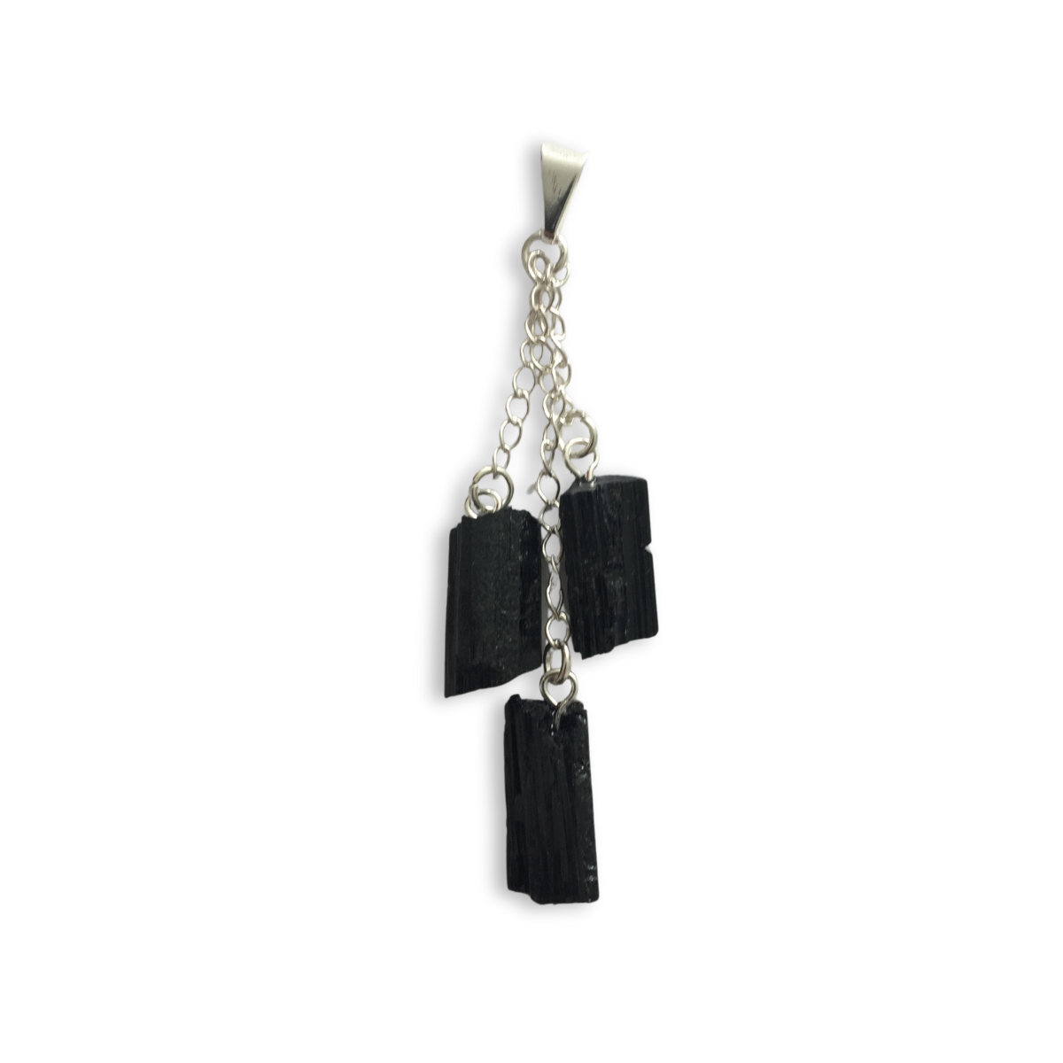 Raw Tourmaline Triple Dangle Points Pendant