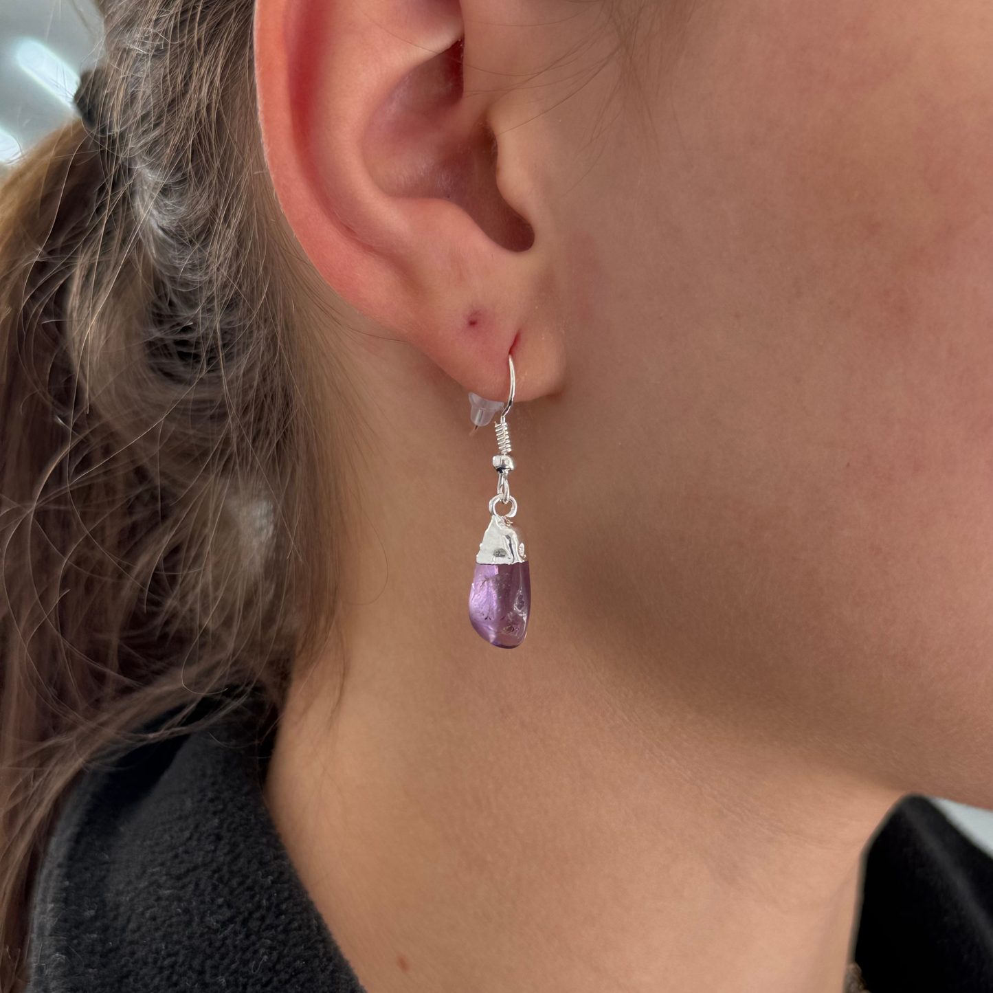 Amethyst Tumbled Stone Earring