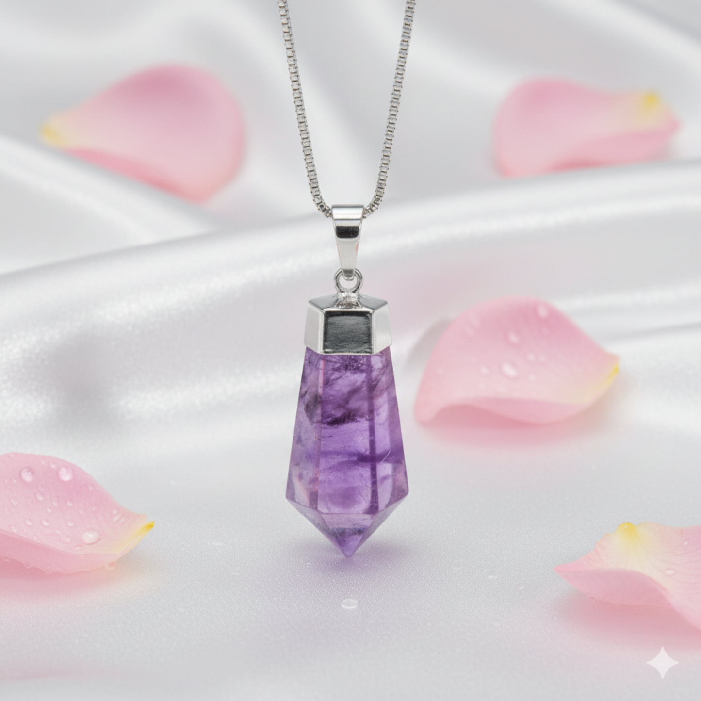 Amethyst Faceted Point Pendant (plated)