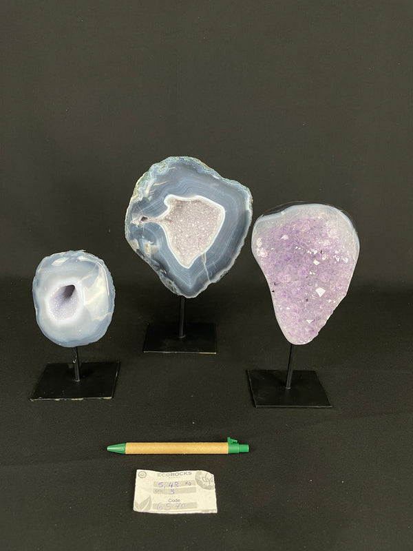 [PROMO LOT] Agate/Amethyst Free Forms On Metal Stands (6570) - 5,43 kg