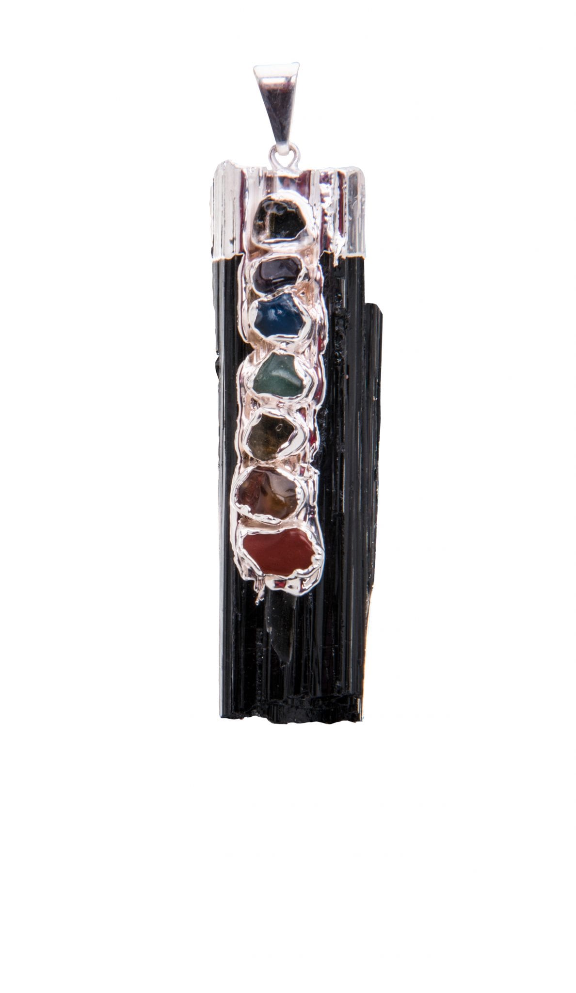 7 CHAKRA TOURMALINE POINT PENDANT