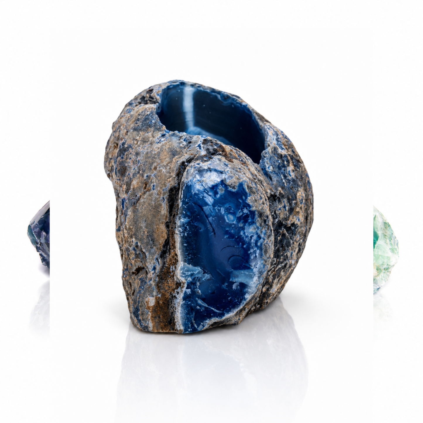 Blue Agate Candle Holder and Pen Holder (by pc)