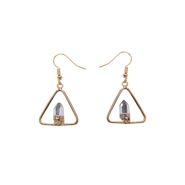 METAL TRIANGLE CRYSTAL POINT FIXED EARRING