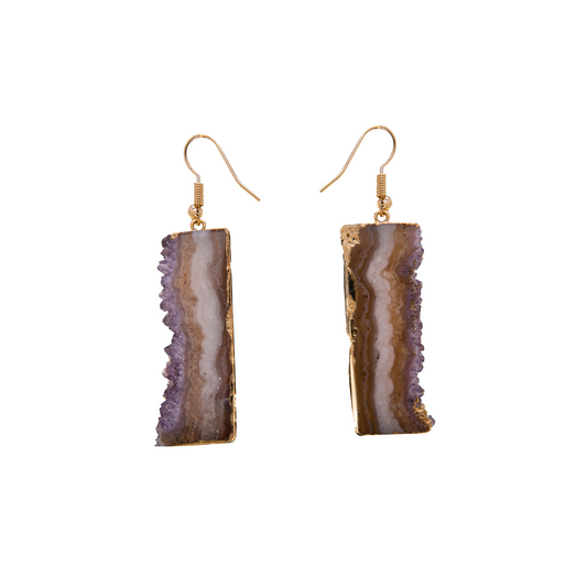 AMETHYST SLICE RECTANGLE EARRING