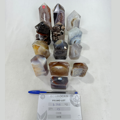 Agate Druzy Polished Points (8418) - 3.35kg