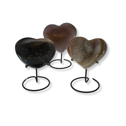 Agate Druzy Hearts on Stands (0.93kg)
