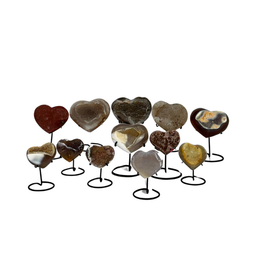 Agate Druzy Hearts On Stand (8611) - 3.16 kg