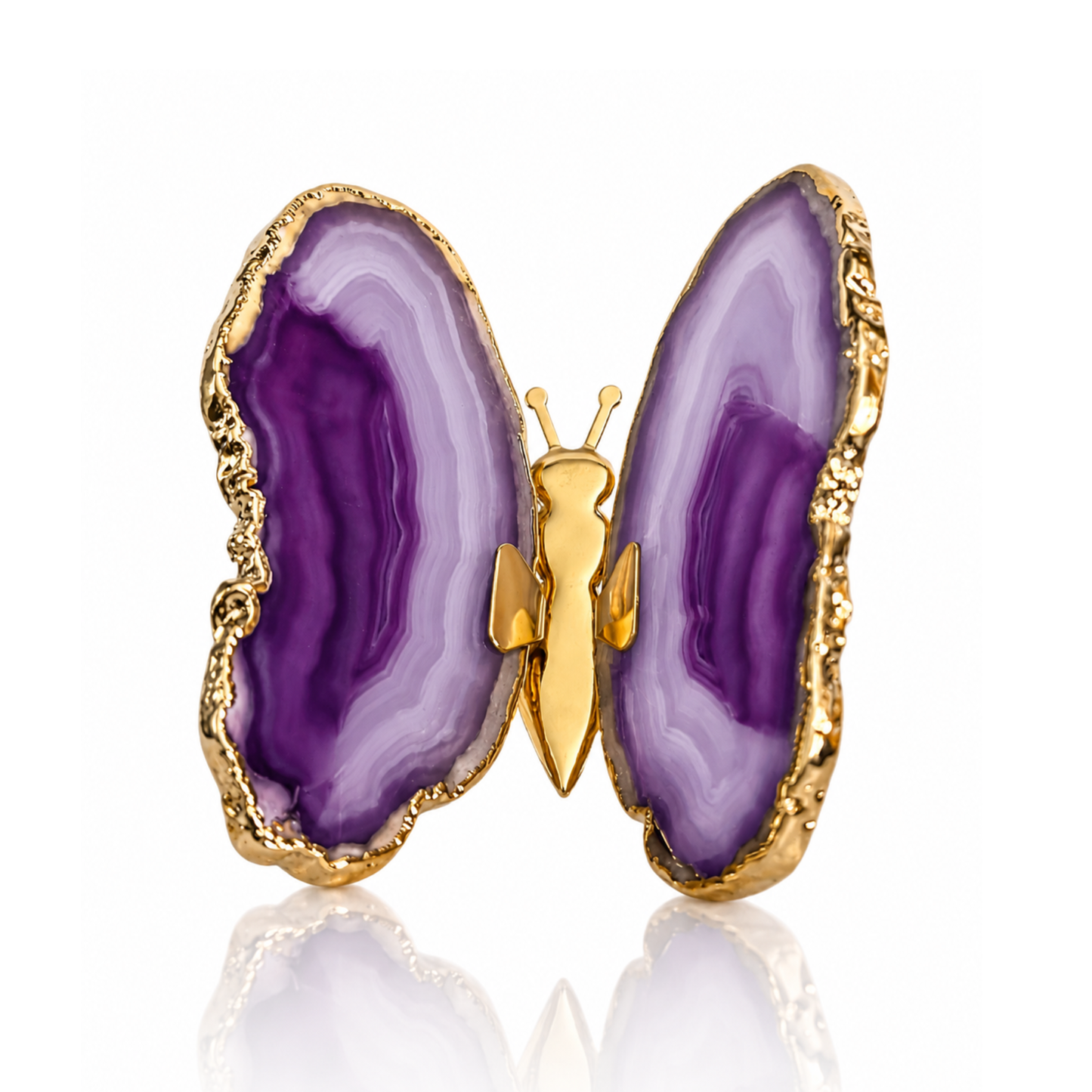 Purple Agate Butterfly Decor - Gold (by pc)