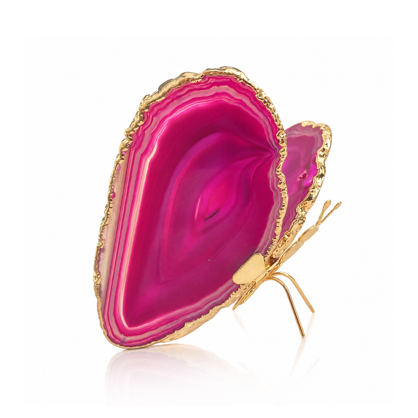 Pink Agate Butterfly Decor - Gold (by pc)