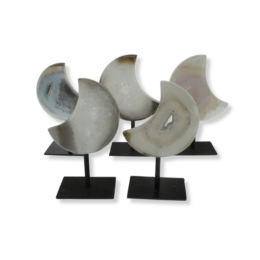 Agate Druzy Moons on Stands (1.52kg)