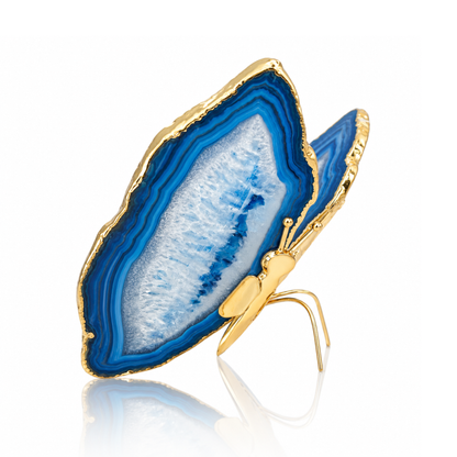 Blue Agate Butterfly Decor - Gold (by pc)