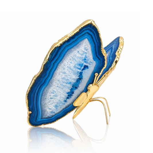 Blue Agate Butterfly Decor - Gold (by pc)