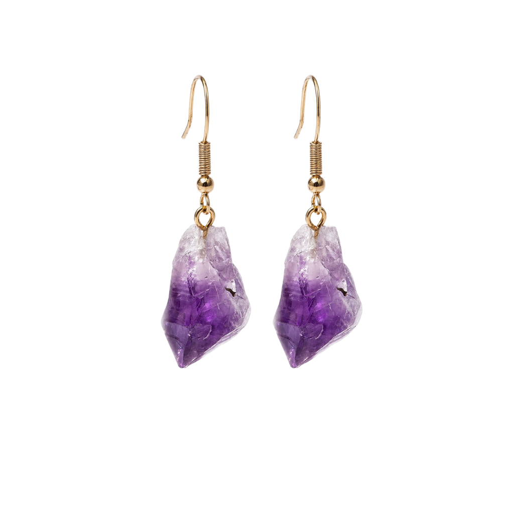 Raw Amethyst Point Earrings