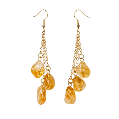 Tumbled Citrine Cascade Dangle Earrings
