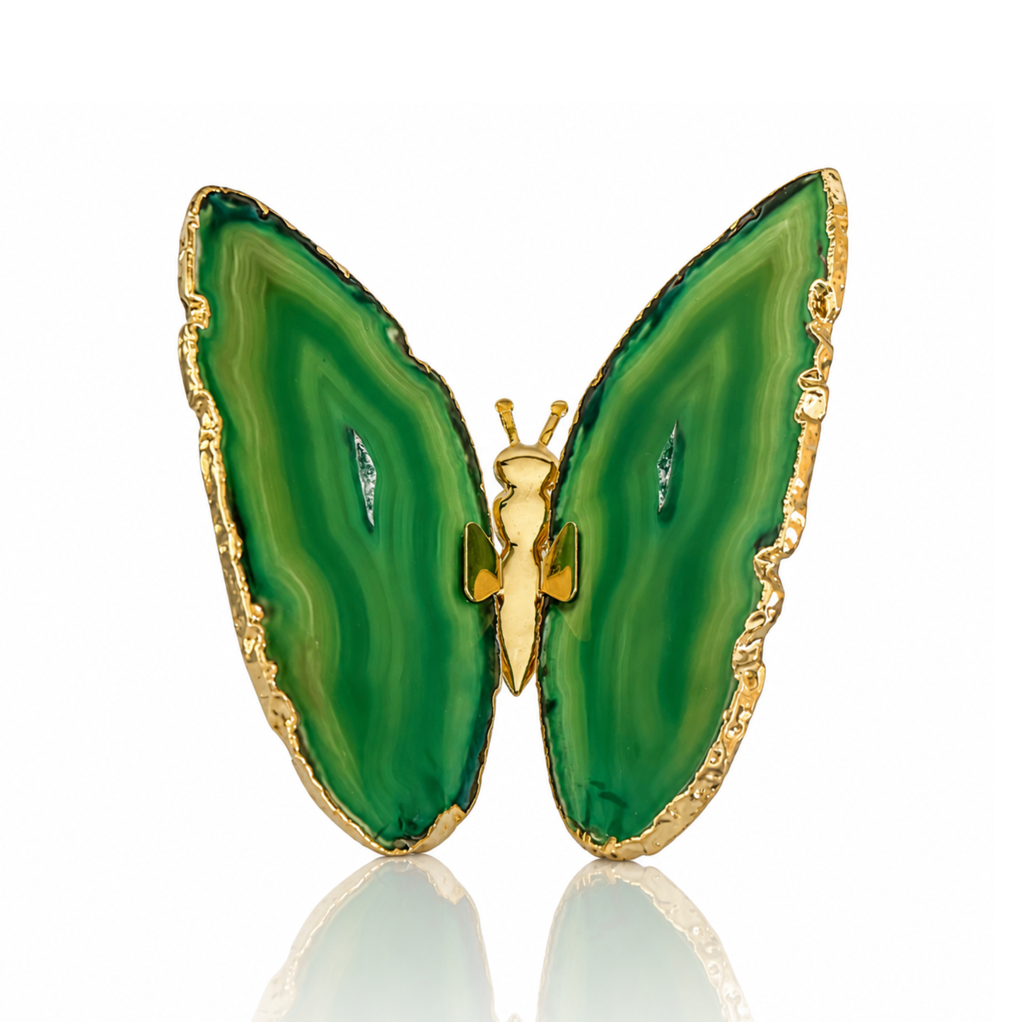 Green Agate Butterfly Decor - Gold (by pc)