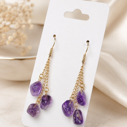 Tumbled Amethyst Cascade Dangle Earrings