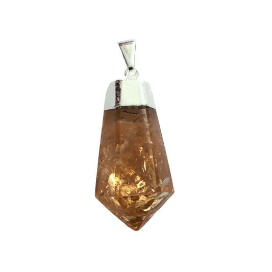 Heat-treated Citrine Teardrop Polished Pendant (plated)