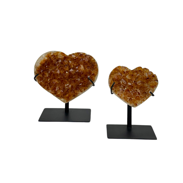 Citrine Hearts On Stand (8847) - 2.02 kg