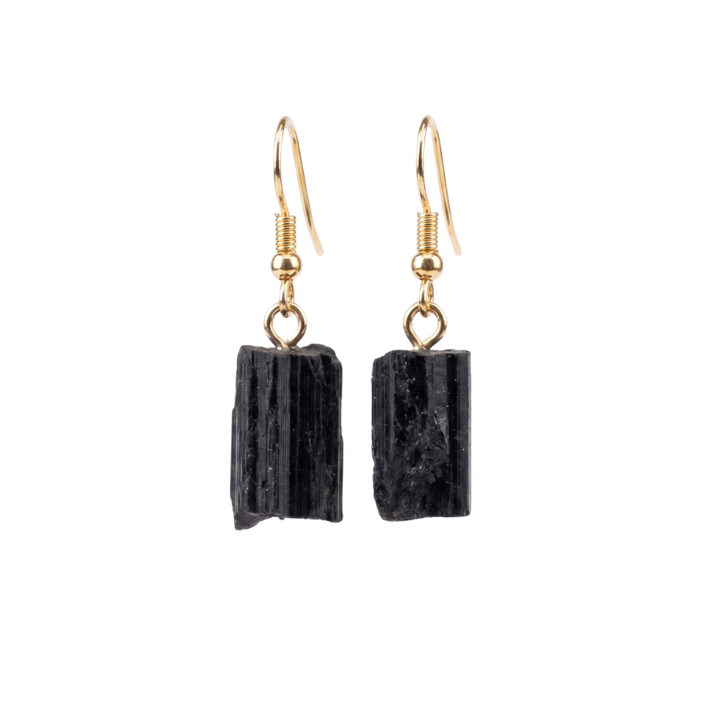 Raw Black Tourmaline Earrings