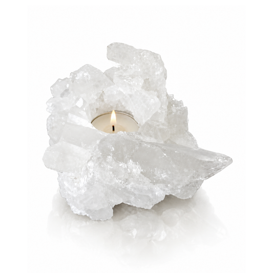 Clear Quartz Cluster Candle Holder (by pc)