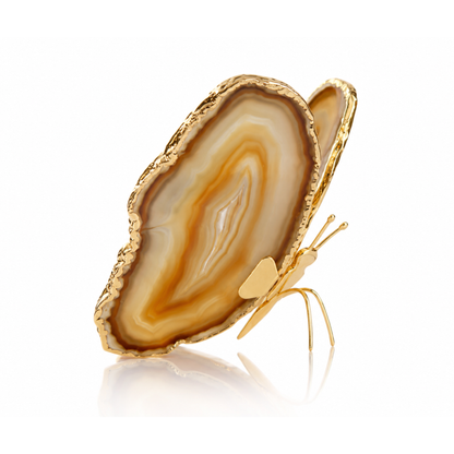 Natural Agate Butterfly Decor - Gold (by pc)