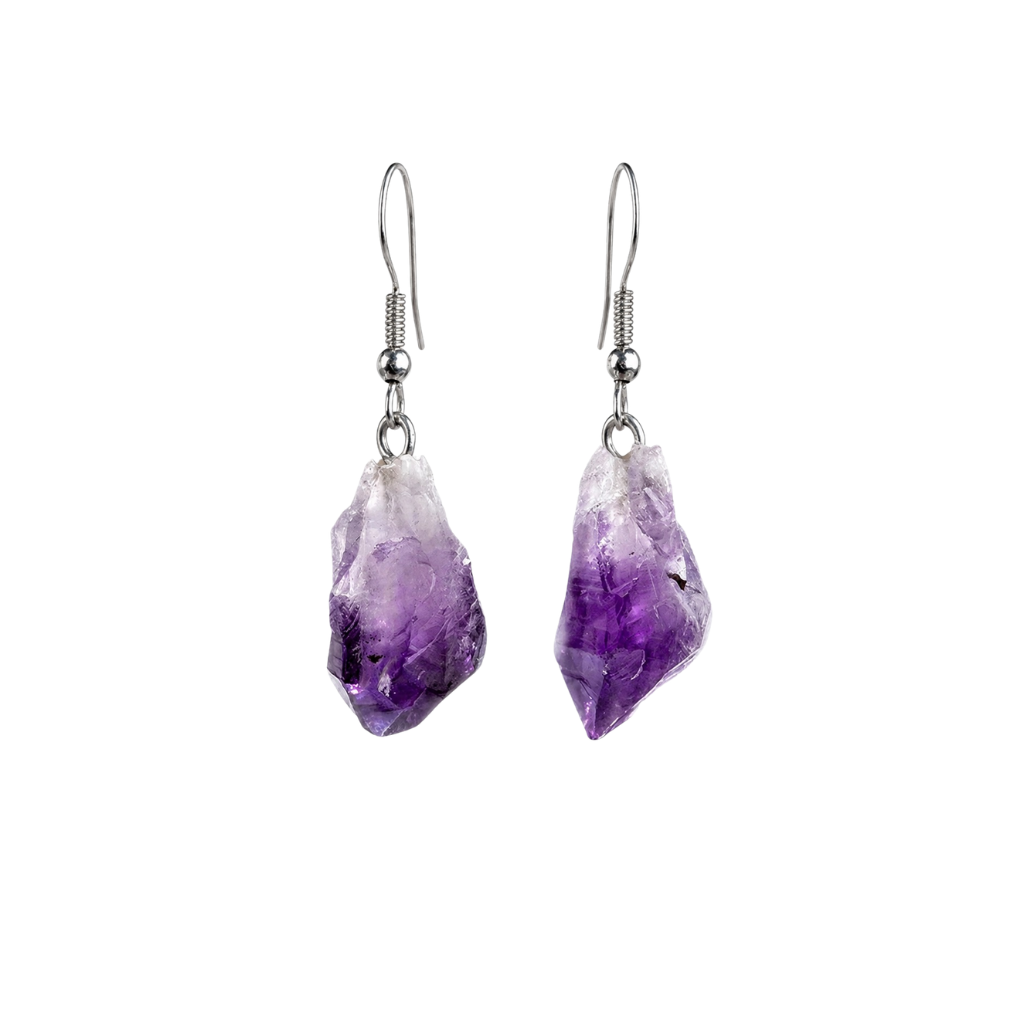 Raw Amethyst Point Earrings