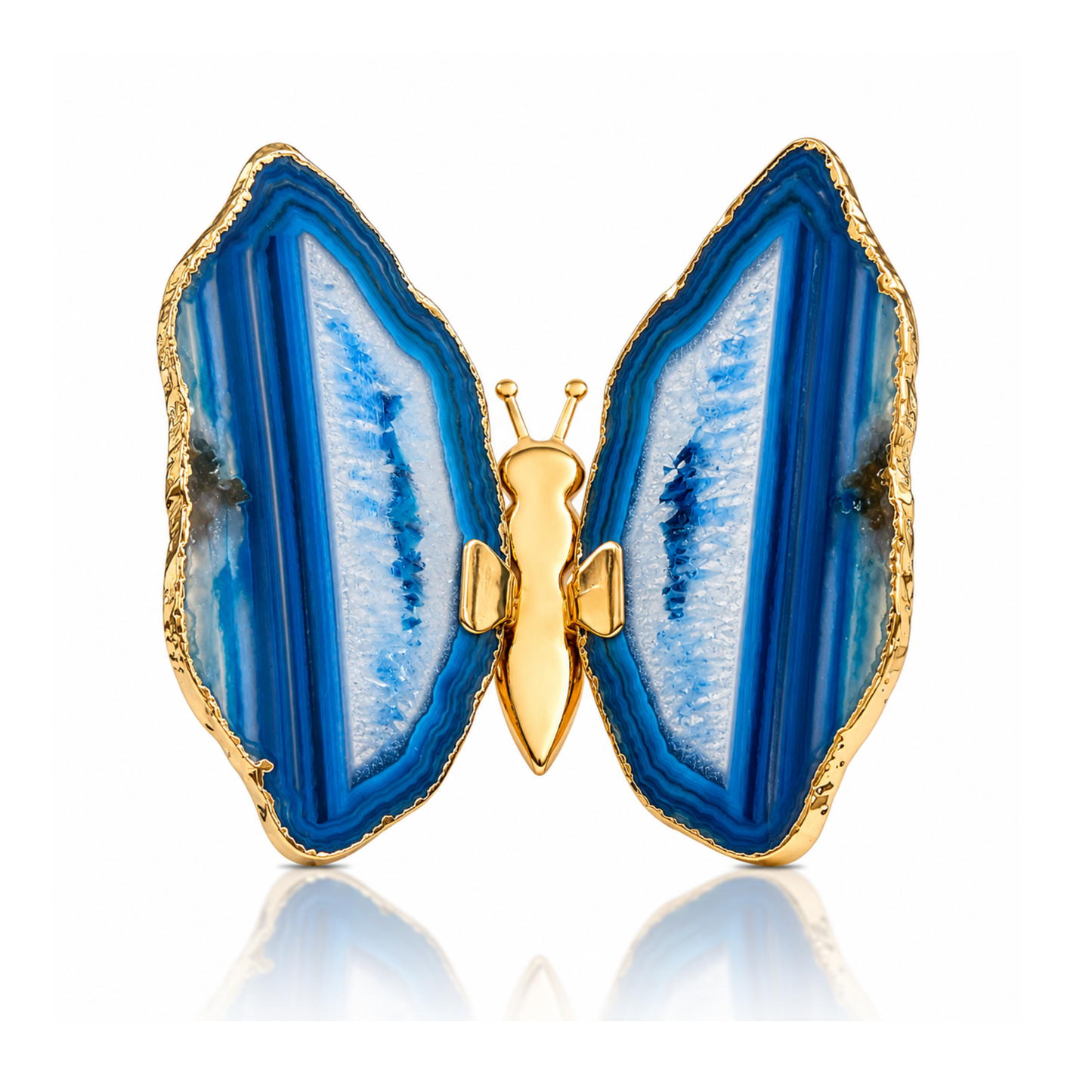 Blue Agate Butterfly Decor - Gold (by pc)