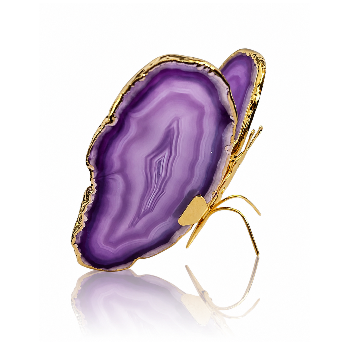 Purple Agate Butterfly Decor - Gold (by pc)