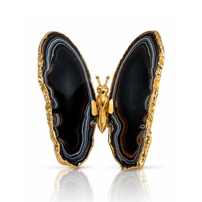 Black Agate Butterfly Decor - Gold (by pc)