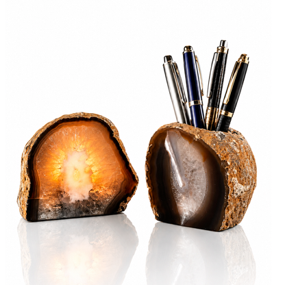 Natural Agate Candle Holder and Pen Holder (by pc)